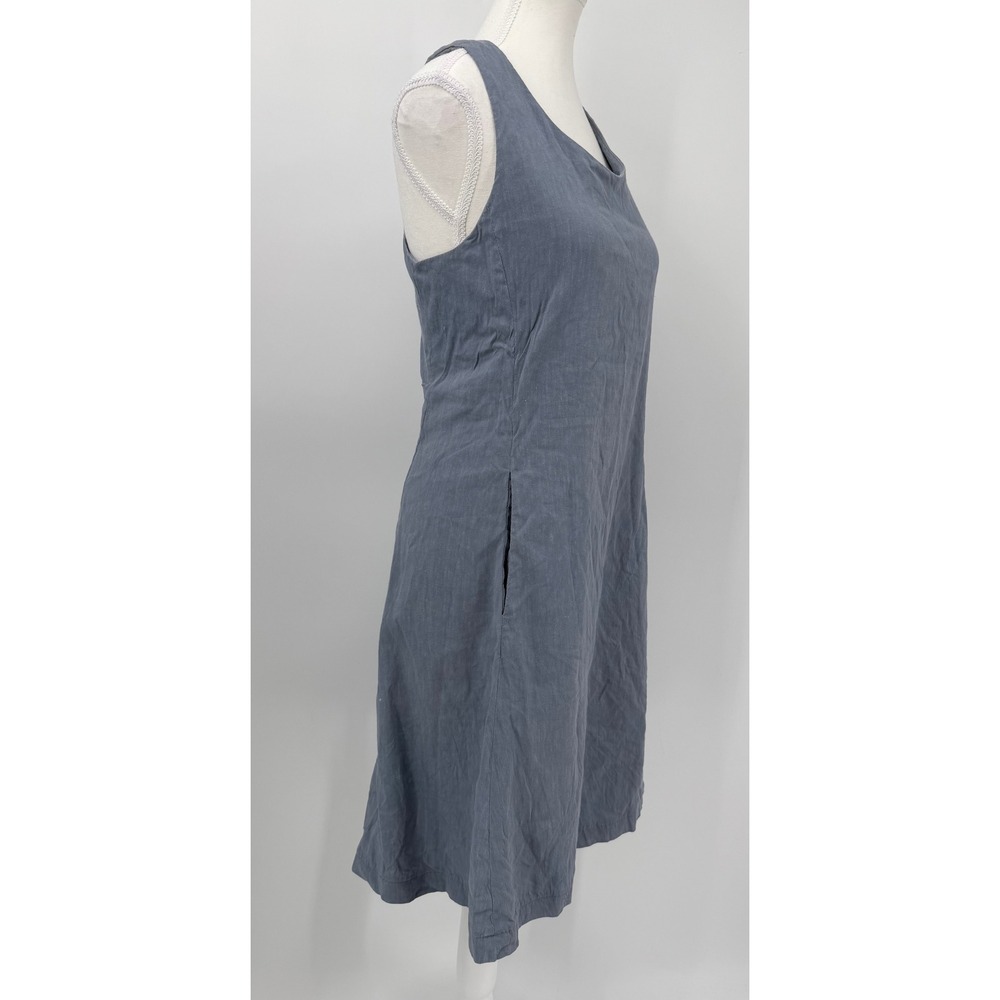 Theory Womens Blue Linen Blend Crisscross Back Sleeveless Sheath Dress Size 4